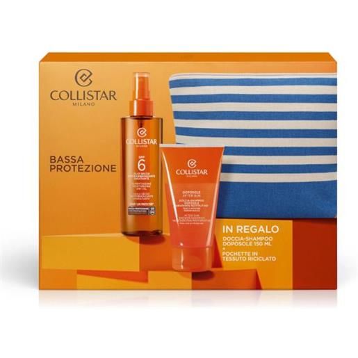 Collistar sun kit bassa protezione olio secco superabbronzante spf6 200ml + doccia-shampoo doposole
