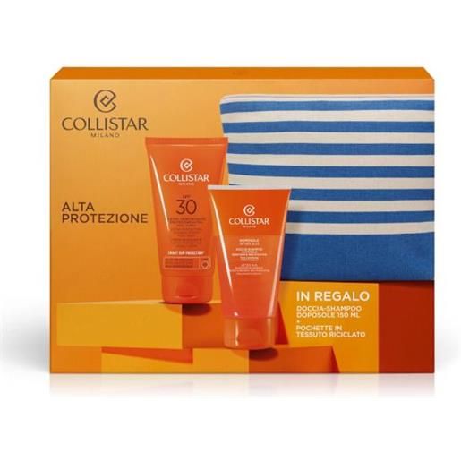 Collistar sun kit alta protezione crema solare spf30 150ml + doccia-shampoo doposole 150ml + pochett