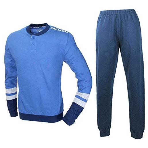 Navigare pigiama uomo fresco cotone jersey manica lunga blu navy 2141188 (7/xxl/54)