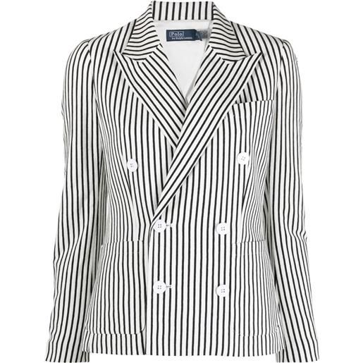 Polo Ralph Lauren blazer doppiopetto a righe - bianco