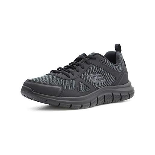 Skechers track bucolo, scarpe running uomo, charcoal black leather mesh lime trim, 39.5 eu