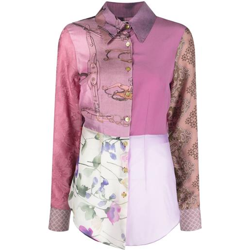 Conner Ives camicia scarf con design patchwork - rosa