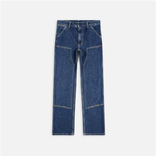 Carhartt WIP double knee pant blue stone washed uomo
