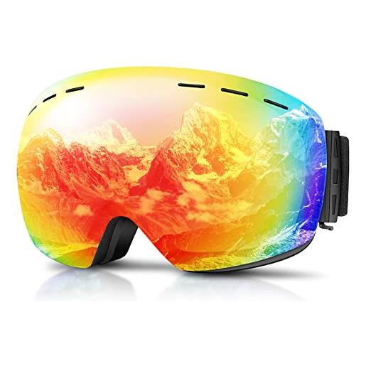 GONICVIN occhiali da sci, snowboard, motoslitta, per uomini, donne, adulti, antiappannamento, 100% protezione uv