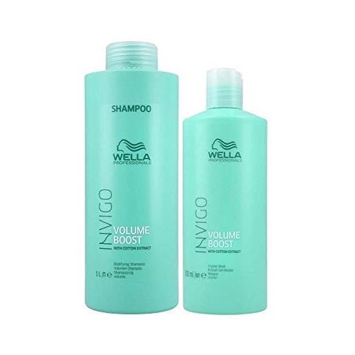Wella invigo volume boost bodifying shampoo 1000 ml + crystal mask 500 ml