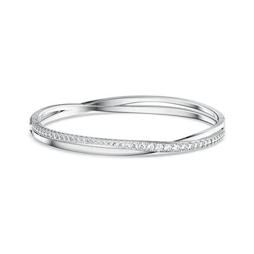 Swarovski twist bracciale rigido, placcato in tonalità rodio lucido con delicati zirconiSwarovski, taglia l, bianco