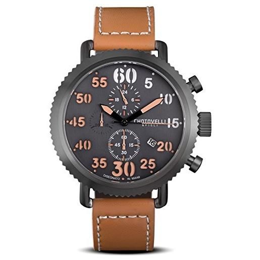 chotovelli militare orologio da polso cronografo impermeabile, cinturino in pelle 7213