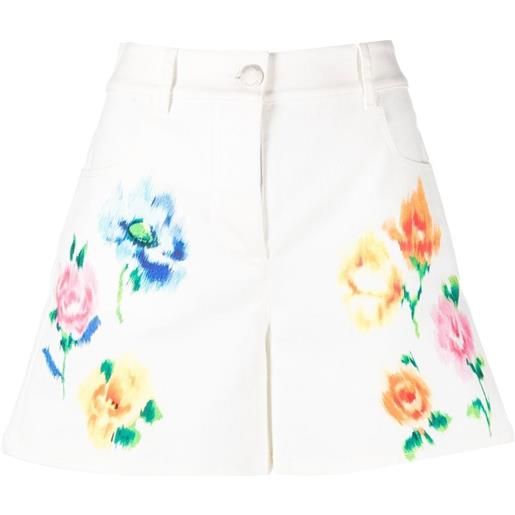 Boutique Moschino shorts denim a fiori - bianco