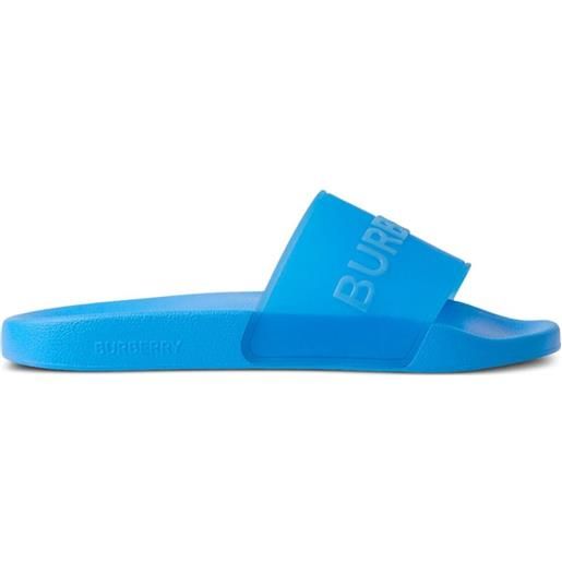Burberry sandali slides a punta aperta con logo - blu