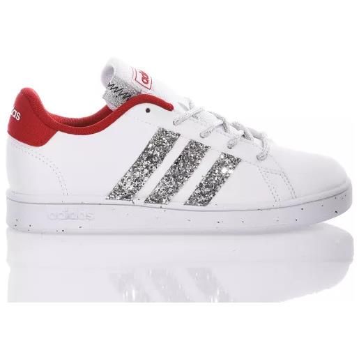 Adidas junior red & silver
