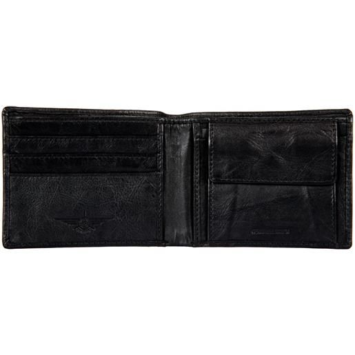 Avirex, ontario portafoglio con portamonete in pelle vintage black - nero
