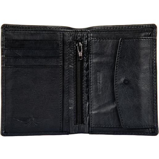 Avirex, ontario portafoglio da uomo verticale in pelle con portamonete black - nero