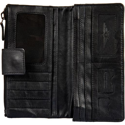 Avirex, ontario portafoglio da uomo in pelle con cerniera e portamonete black - nero