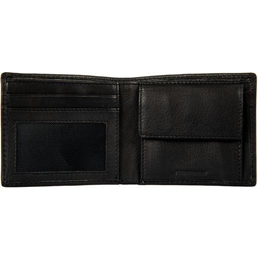 Avirex, austin portafoglio da uomo piccolo in pelle con portamonete black - nero