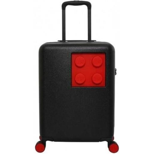 Lego trolley rigido 4 ruote 65cm mattoncino 2x2 misura m nero/rosso