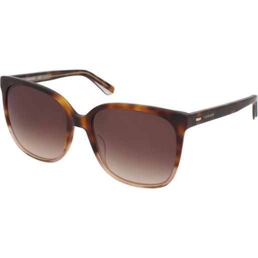 Calvin Klein ck21707s 221 | occhiali da sole graduati o non graduati | prova online | plastica | oversize, quadrati | havana, marrone | adrialenti