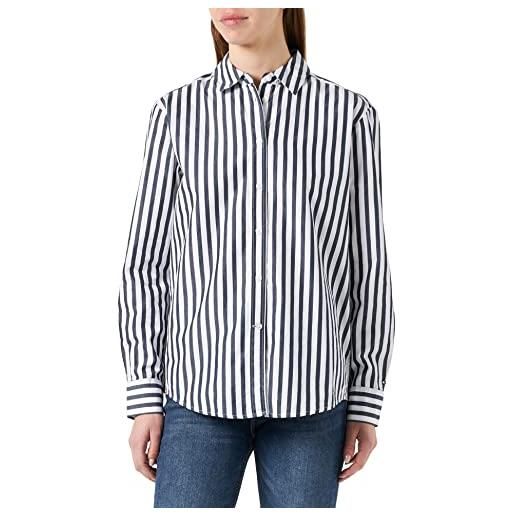 Tommy Hilfiger blusa donna 1985 banker relaxed shirt camicetta, verde (optic white/spring lime stp), 32