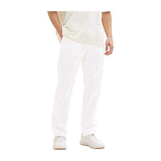 TOM TAILOR pantaloni vestibilità regolare, uomo, bianco (white 20000), 27w / 32l