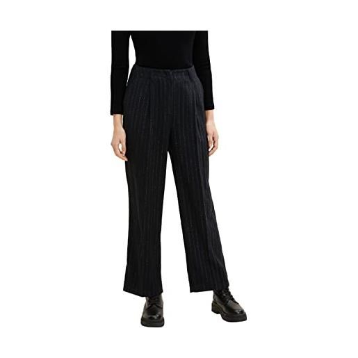 TOM TAILOR le signore lea straight fit - pantaloni in tessuto a righe 1034219, 30718 - black irregular pin stripe, 38w / 30l