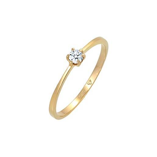DIAMORE elli diamonds anello donne solitario di fidanzamento con diamante (0,11 ct. ) in oro giallo 585