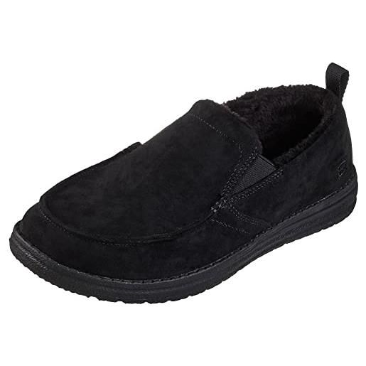 Skechers melson willmore, pantofole uomo, microfibra nera, 45 eu