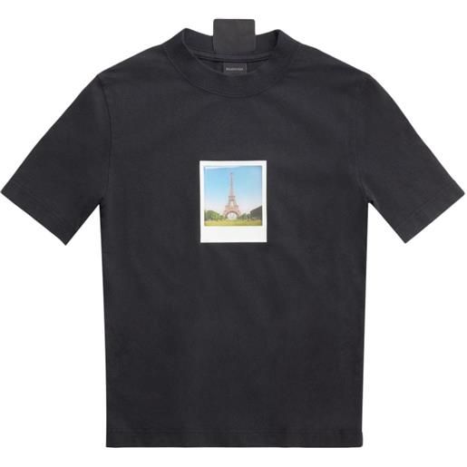 Balenciaga t-shirt con stampa polaroid - nero
