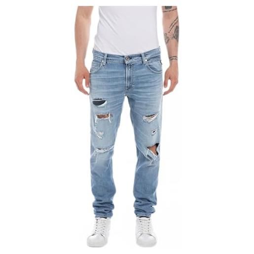 REPLAY jeans uomo mickym slim fit in denim comfort, blu (light blue 010), w29 x l32