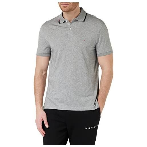 Tommy Hilfiger maglietta polo maniche corte uomo rbw jersey regular fit, grigio (light grey heather), xxl