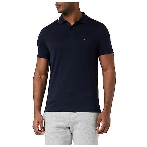Tommy Hilfiger maglietta polo maniche corte uomo rbw jersey regular fit, blu (desert sky), s