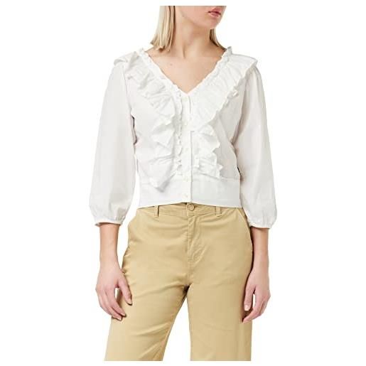 Wrangler western frill blouse maglietta, light stonewash, s donna