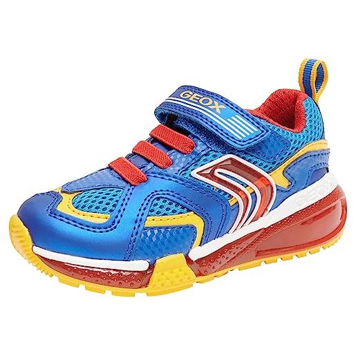 Geox j bayonyc boy, scarpe da ginnastica bambini e ragazzi, giallo blu, 35 eu