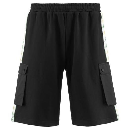 Kappa 222 banda sancio, pantaloncini uomo, nero/bianco/verde, s