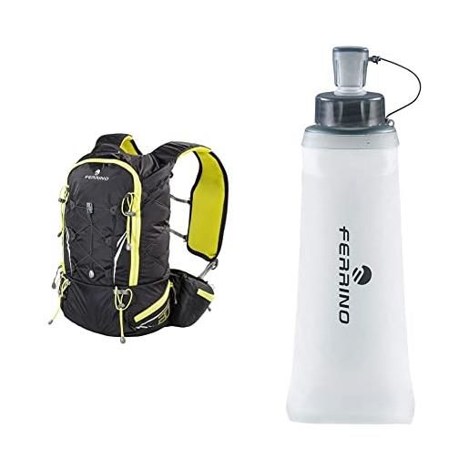 Ferrino x-track, zaino da trekking unisex, nero, 15 l & soft flask borraccia running, bianco, 0.50 lt. 