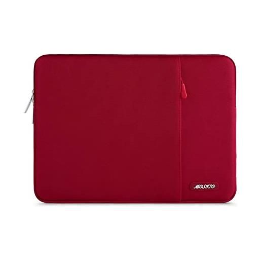 MOSISO laptop custodia borsa 15-15,6 notebook compatibile con mac. Book pro 16 2024-2019 m3 a2991 m2 a2780 m1 a2485 a2141/pro retina 15 a1398, poliestere manica verticale con tasca, rosso