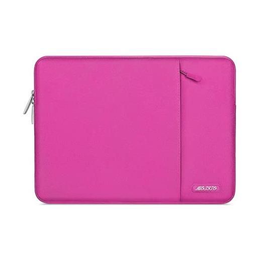 MOSISO laptop custodia borsa 13-13,3 pollici notebook compatibile con mac. Book air/pro, compatibile con mac. Book pro 14 m3 m2 m1 pro max 2024-2021, poliestere manica verticale con tasca, rosa rossa