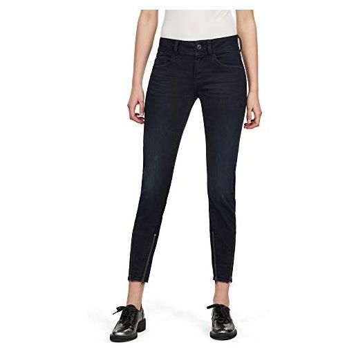 G-STAR RAW women's lynn 2-zip mid skinny ankle jeans, blu (worn in night destroyed d16095-8971-b187), 24w / 32l