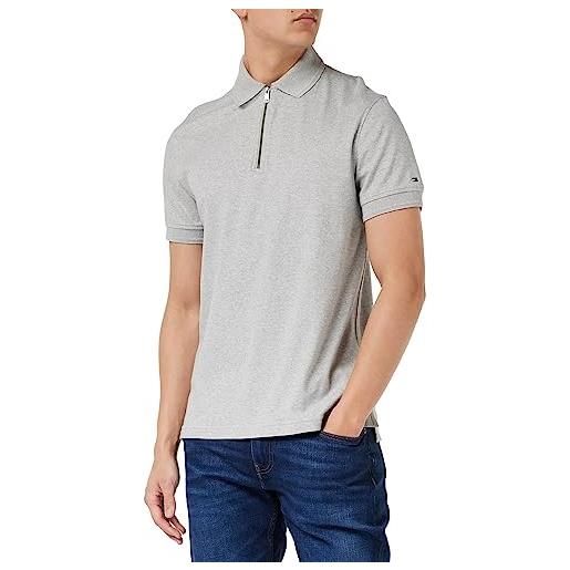 Tommy Hilfiger maglietta polo maniche corte uomo dc interlock slim fit, grigio (light grey heather), xl