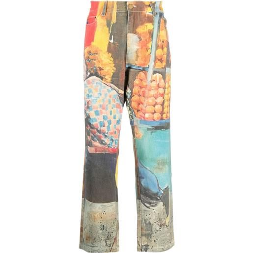 KidSuper pantaloni a coste con stampa grafica - giallo