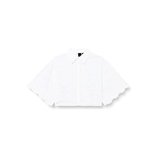 Pinko creativo camicia cotone ricamo, z04_bianco brill, 52 donna