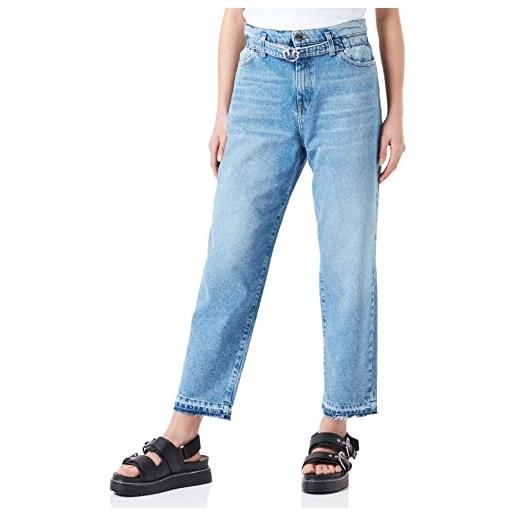 Pinko flexi maddie mom denim jeans, pjm_lavaggio chiaro vintage, 25 donna