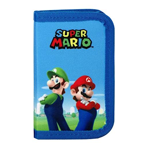 Super Mario supermario - portafoglio ufficiale Super Mario con pratica chiusura a zip e scomparti interni, idea regalo bambini e ragazzi, 13x9hx2 cm, rosso