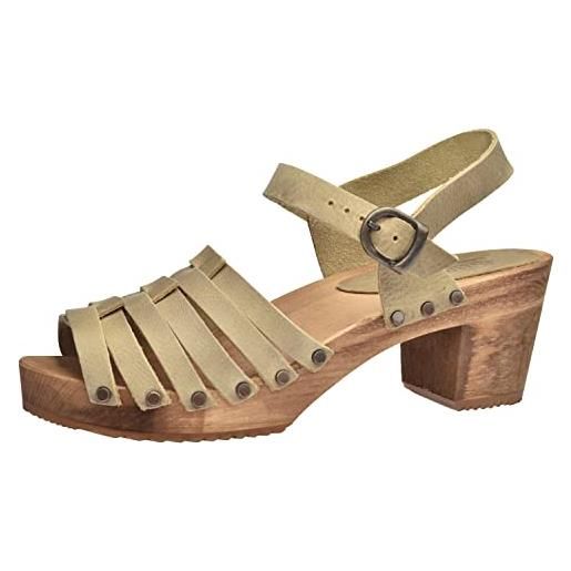 Sanita silo | sandali originali fatti a mano | calzature in legno per donna | sandali con cinturino alla caviglia | marrone | 39 eu