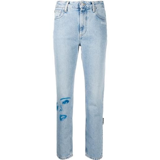 Off-White jeans dritti con stampa - blu