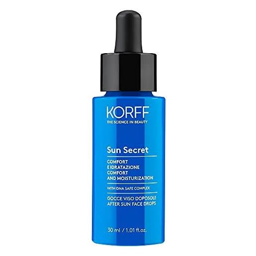 Korff Korff sun secret gocce viso doposole idratanti e riparatrici, comfort e idratazione, tutti i tipi di pelle, 30ml - 130 g