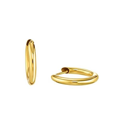 Amor creoles orecchini a perno unisex da donna e uomo, 1.2 cm, oro, fornito in confezione regalo per gioielli, 2013675