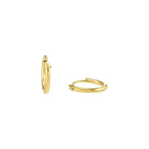 Amor creoles orecchini a perno unisex da donna e uomo, 1.2 cm, oro, fornito in confezione regalo per gioielli, 2013673