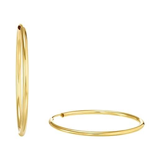 Amor creoles orecchini a perno unisex da donna e uomo, 1.5 cm, oro, fornito in confezione regalo per gioielli, 2013676
