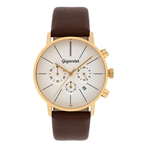 Gigandet minimalism orologio uomo cronografo analogico quartz oro marrone g32-003