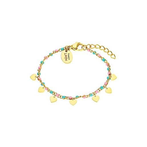 Prinzessin Lillifee bracciale per bambine e ragazze, cuore acciaio inossidabile placcato oro, fornito in confezione regalo gioiello, 2033365