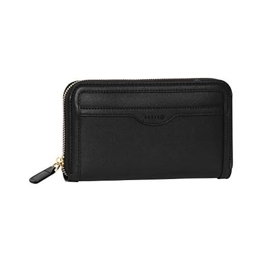 Comix u - portafoglio in ecopelle, con scomparti porta banconote e portacarte, tasca porta monete con zip - nero, cm 19x11x2